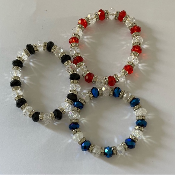Gorgeous Crystal bracelets- Red, black and blue colors- size:7.5 - Picture 3 of 3